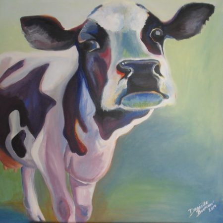 Nieuwsgierige koe, 70x70cm, acryl op canvas, 2010